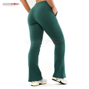 กางเกงวอร์มขาบานทรงสปอร์ตสไตล์เรโทร ขอบกว้าง ผ้าแคนวาสระบายอากาศ โพลีเอสเตอร์/คอตตอน เอวสูง ปรับแต่งได้ สำหรับฤดูใบไม้ผลิ - Product Image 2