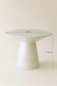 Design contemporain élégant avec un savoir-faire intemporel Table de piédestal en incrustation de nacre blanche du Vietnam - Product Image 6