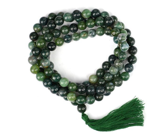 Venta al por mayor Natural musgo ágata Jap Mala Natural 8MM 108 cuentas Mala piedra curativa ágata cuentas piedra uso para energía cristal y oración - Product Image 5
