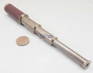 Tanishka Export laiton Antique télescope Marine Spyglass cuir manche en bois 100% fait à la main 15 pouces pour cadeau d'aventures en plein air - Product Image 5