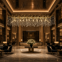 Lustre moderne en cristal doré, finition électroplaquée, suspension de luxe pour hôtel, villa, salle à manger, îlot de cuisine