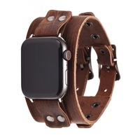 Correa de Reloj de Cuero Genuino Suave de Doble Bucle Ouruoxi de Lujo para Reloj Inteligente - Color Bronceado/Marrón/Negro, Hebilla de Pin, Transpirable, Tamaños 38-45mm