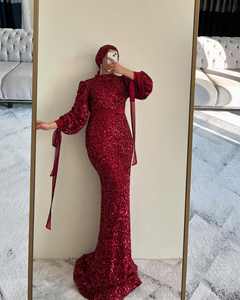 Impresionante Vestido de Novia Maxi Vintage de Satén con Cuentas y Estampado, Diseño Turco, Ecológico, para Fiestas Formales - Product Image 6