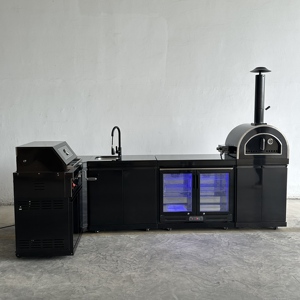 Lavello nero a forma di L per <span class=keywords><strong>cucina</strong></span> all'aperto frigo a carbone forno per la <span class=keywords><strong>Pizza</strong></span> barbecue Grill da giardino <span class=keywords><strong>cucina</strong></span> frigo - Product Image 4