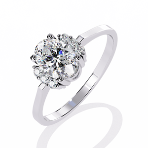 Anillo de Compromiso de Oro Blanco Sólido de 14K con Diamante Cultivado en Laboratorio de Corte Ovalado de 1.20 Quilates con Certificado IGI para Mujer - Product Image 2