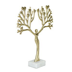 Sculpture de style moderne Sculpture d'amour décorative en or Sculpture en or avec cœur ramifié Décoration d'art d'amour en métal doré - Product Image 1