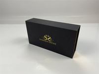 Boîte-cadeau en papier rigide en or noir de luxe écologique avec impression de logo personnalisé avec estampage par feuille pour ensemble de cosmétiques scintillants