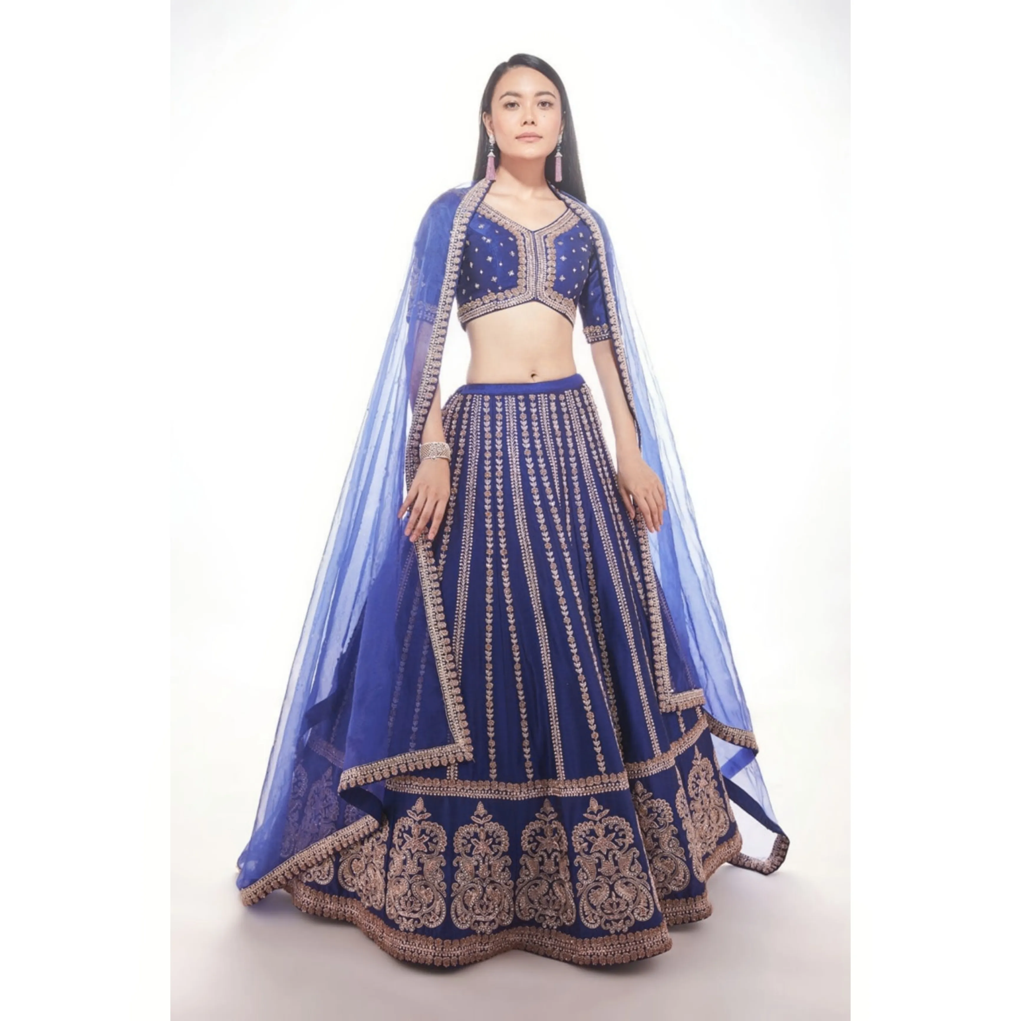 Blue Coloured Party Wear Gown With Embroidery Work Islamic style wedding wear for women export from india