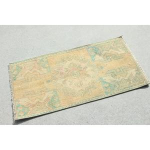 Vintage 1.5x2.8 ft Rug, Turkish Rug, <b>Yellow</b> Southwestern <b>Wool</b> Rug - Product Image 2