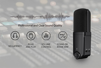 Microphone à condensateur de studio de streaming Microphone de bureau Plug Play Podcast Microphones USB Microphones de jeu professionnels en métal filaire