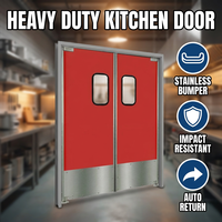 Porte battante libre pour usine alimentaire, restaurant, cuisine – Résistante aux chocs, double battant, facile à nettoyer