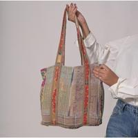 Boho Kantha sac à bandoulière fait à la main multicolore coton fourre-tout indien Vintage Style sac pour femmes écologique marché ou plage sac à main