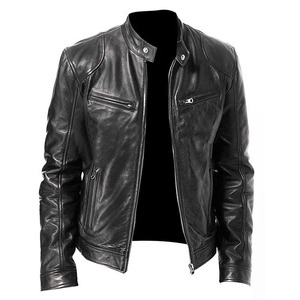 Chaqueta de cuero para hombre 2024, abrigo de manga larga para motocicleta, chaqueta Vintage para hombre, PU chaqueta de cuero, diseño regular de 8 colores - Product Image 3