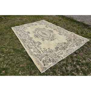 Alfombra turca vintage clásica beige marrón 6,6 X 9.4ft diseño de retazos Imitación Piel de conejo látex rectangular alfombras de noche para el hogar - Product Image 2