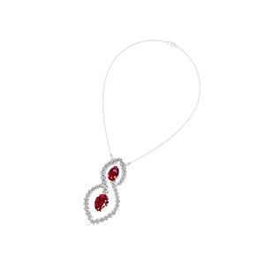 สร้อยคอจี้เพชรรูปทับทิมและเพชรทรงอินฟินิตี้ขนาด14K และ18K เครื่องประดับทรงลูกแพร์สีเหลืองโรสขาวทอง - Product Image 1