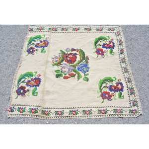 Traditional Beige Green 3.3 X 3.5ft Woolen Living Room Carpet Vintage Turkish Aubusson Patchwork Rectangle Hallway Shape Latex - Product Image 3