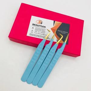 ปลายแหลมพิมพ์ลายหัวใจสีฟ้าสำหรับต่อขนตาแหนบต่อขนตาทำจากสเตนเลสออกแบบโลโก้ได้ตามต้องการ - Product Image 4