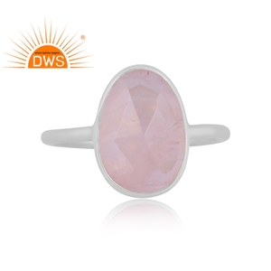 Best Selling Sterling Silver Natural <b>Rose</b> <b>Quartz</b> Gemstone Stackable Ring Custom <b>Jewelry</b> Manufacturer - Product Image 2