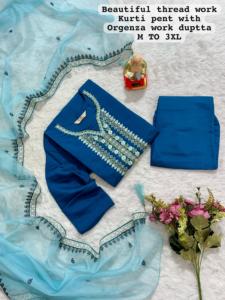 เครื่องแต่งกายดีไซน์เนอร์ชุดเดรสวิสคอสเคอร์ติสำหรับงานทำมือพร้อม dupatta ช้อปปิ้งออนไลน์อินเดีย - Product Image 3