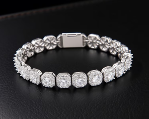 สร้อยข้อมือเพชรมออิสซาไนต์ทรงกลมสีขาวสร้อยข้อมือ925เงินแท้ปรับแต่งได้ - Product Image 3