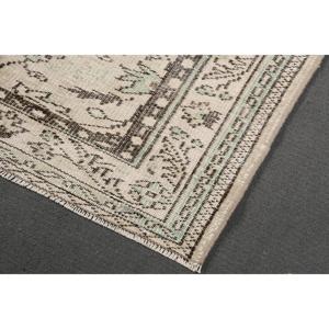 Tapis vintage 5,1x8,2 pieds, grand tapis turc, tapis en laine blanc patchwork - Product Image 2