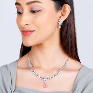 Conjunto de joyería de moda floral de plata - Product Image 1