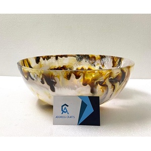 Top Quality Horn Color <b>Large</b> Round Resin <b>Bowl</b> Unique Swirl Resin Salad <b>Bowl</b> Table Decor <b>Mixing</b> <b>Bowl</b> Kitchenware Resin Platters - Product Image 1