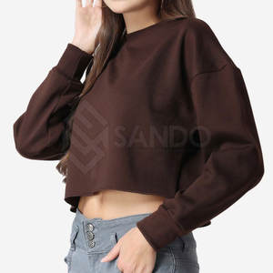 Sudadera corta de algodón a prueba de viento para mujer hecha en fábrica 100% algodón de la mejor calidad para invierno con logotipo frontal - Product Image 3