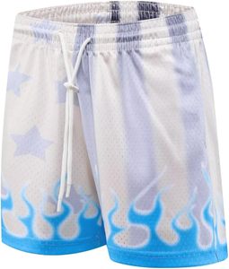 Pantalones cortos de baloncesto para hombre Pantalones cortos atléticos de entrenamiento informal Pantalones cortos de correr con estampado gráfico de llama de malla - Product Image 3