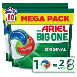 Ariel Eco-Friendly Big One Pods Equivalente a 80 lavados (160 Pods) 2x Poder de limpieza - Product Image 1