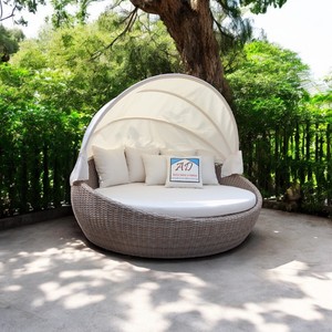 2025 conjunto de muebles de exterior modernos más vendidos Love Net sofá de jardín marco de aluminio tumbona de ratán para hoteles villas de mimbre - Product Image 3