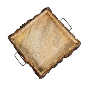 Plateau de service rectangulaire en bois avec poignée, parfait pour le petit déjeuner au lit et l'affichage élégant des aliments - Product Image 6