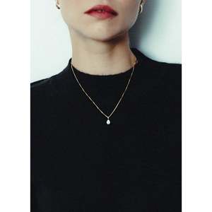 Kinn Studio Women's Clara Black Rhodium 14k <b>Solid</b> <b>Gold</b> Pear Diamond <b>Pendant</b> Necklace - Product Image 2