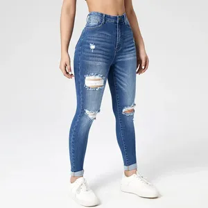 Jeans Casuales Transpirables de Cintura Alta y Corte Recto para Mujer, Color Personalizado, Venta al por Mayor, ODM - Product Image 3