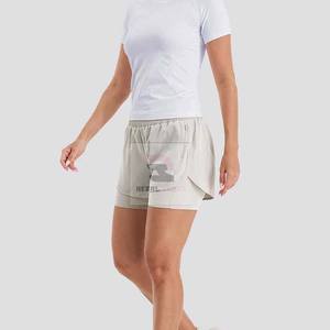 Vente chaude unisexe taille haute Yoga Shorts Double couche Shorts de course poches décontracté solide écologique Service OEM disponible - Product Image 2