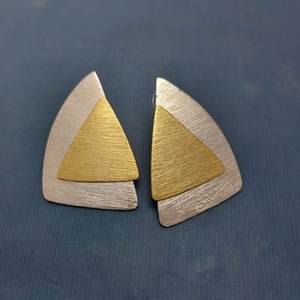 Classic Trendy Brass <b>Earrings</b> Handmade Gold Plated Geometric Stud <b>Hoop</b> Rhodium Plated with Pearl Diamond Stone for Parties - Product Image 1