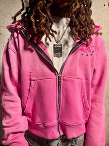 Sudadera con capucha con bordado de lujo personalizada, ropa de calle, Sudadera con capucha de lana en blanco Vintage de gran tamaño, lavado con ácido, Sol desteñido, sudadera con cremallera desgastada - Product Image 6