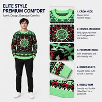 Pull de Noël moche pour homme FNJIA, motif soleil, lune et flocon de neige, tricot graphique, idéal pour les événements festifs, personnalisable avec logo ODM