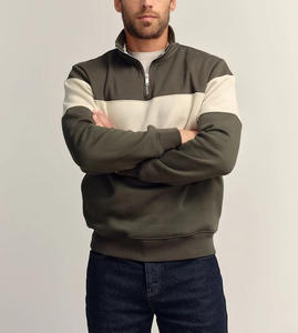 Sudadera de Hombre con Cierre de 1/4, Personalizable con Logotipo, Tejido de Punto, Informal, de Forro Polar, Cómoda, para Otoño e Invierno, con Rayas, Mezcla de Algodón/Poliéster, 340 GSM - Product Image 4