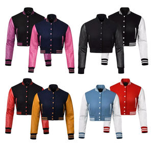 แจ็กเก็ตเสื้อบาสเก็ตบอลของผู้หญิงเสื้อครอปเลตเทอร์แมนแบบสั้นระบายอากาศได้โลโก้ออกแบบได้ตามต้องการ - Product Image 6