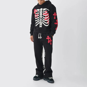 Conjunto Deportivo de Invierno para Hombre 2026, Talla Grande, Estilo Urbano, Grueso, con Logotipo Personalizado, Estampado Completo, Sudadera con Capucha y Pantalones Jogger - Product Image 5