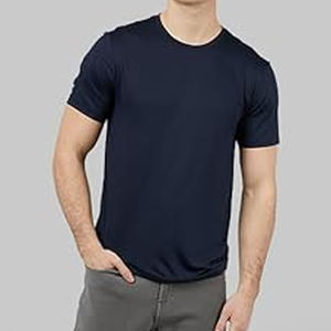 T-shirt décontracté à col rond et à manches courtes pour homme, 100% coton, séchage rapide, fermeture de la poitrine gauche - Product Image 2