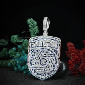 Bijoux Hip Hop personnalisés pour hommes, pendentif entièrement serti de diamants, argent sterling 925, moissanite, pendentif avec initiale de nom, logo, pour cadeau - Product Image 2