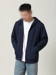 Men 100% Cotton Heavyweight Zipper Hoodie Set Knitted Solid Pattern <b>Lined</b> Design <b>Stand</b> Utility Pockets <b>Washed</b> Style-ODM - Product Image 4