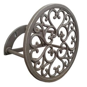 Enrouleur de tuyau en fer de jardin avec poignée manuelle Design moderne Montage mural durable pour un roulement sans effort de tuyau Rangement extérieur sécurisé - Product Image 4