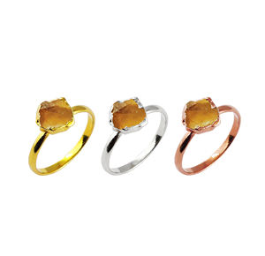 Quartz Rose naturel 8-10mm, bague en argent Sterling 925 en Vermeil de forme naturelle, bijoux fins, bague en argent 925 et pierre de naissance octobre - Product Image 4