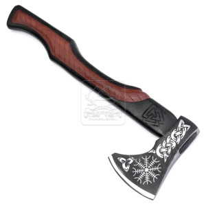 ขวานวิกิ้ง Damascus Deal Hand Forged รุ่น DD-VikingAxe-106 หัวขวานแบบ Tomahawk  ใบมีดเหล็กคาร์บอน 4 ชั้น ความยาวรวม 20 นิ้ว น้ำหนัก 1200 กรัม ด้ามไม้ - Product Image 2