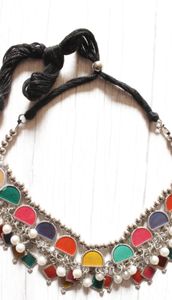 Meenakari fusión oxidada Boho étnico gargantilla collar Indo occidental artesanía declaración joyería para boda festiva moda - Product Image 5