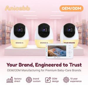 Anicebb Cámara de vigilancia inteligente para bebés con wifi, 1080P, 4,3 pulgadas, IPS, HD, visión nocturna, giro e inclinación 355 °   Aplicación de canciones de cuna con seguimiento de temperatura por IA - Product Image 2