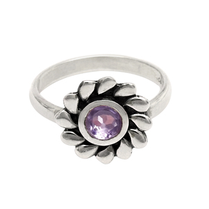 925 argent Sterling naturel violet améthyste pierre précieuse fleur forme anneau pour femmes fille bijoux fins pour anniversaire de fête de mariage - Product Image 1
